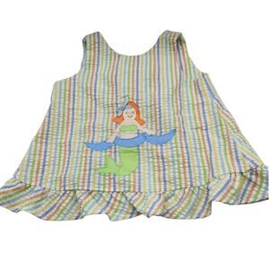 Funtasia Too Dallas Girls Sz 24M Seersucker Tank Top Mermaid Striped Nautical